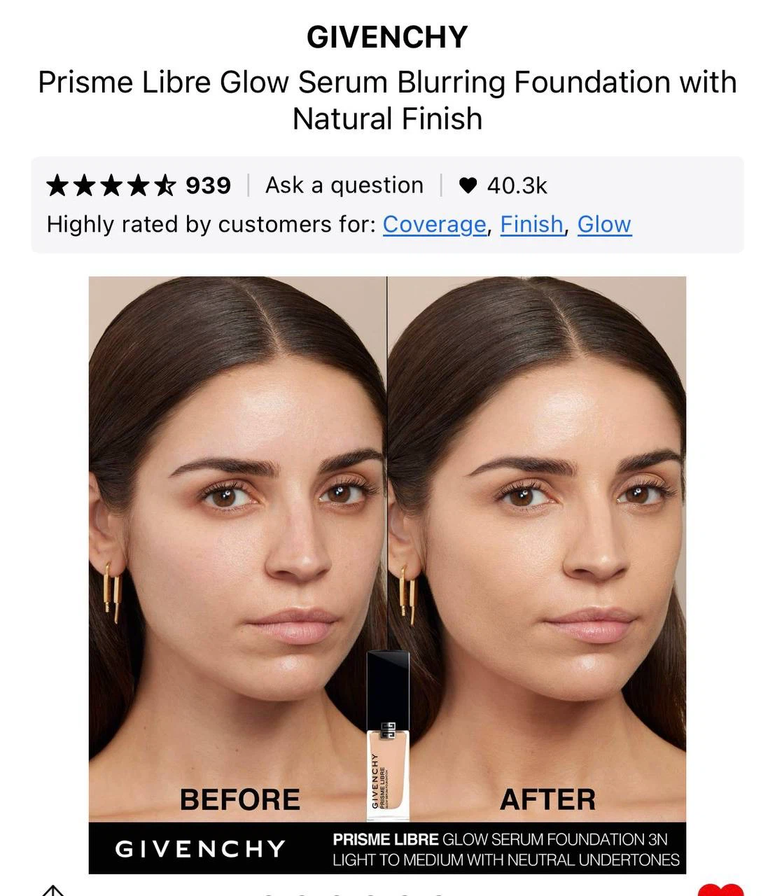 Givenchy Prisme Libre Glow Serum Blurring Foundation – Shade 3N - photo 5