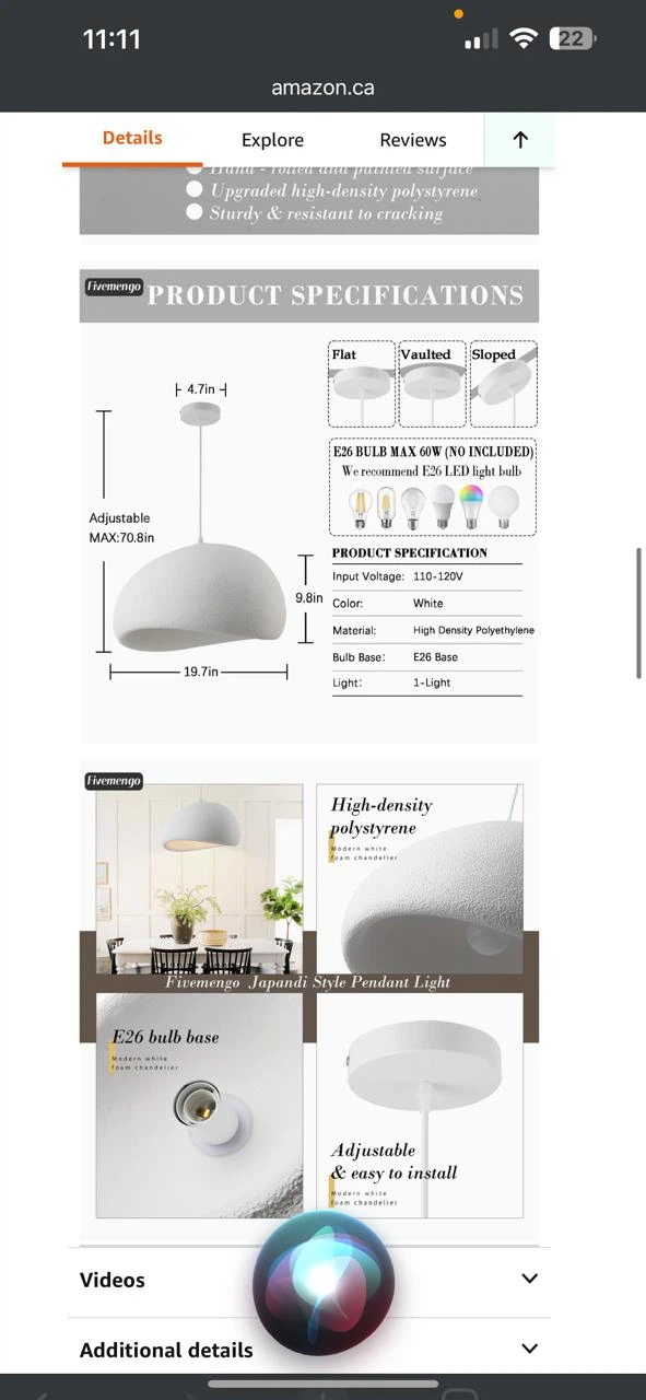 Fizemengo Japandi Style Pendant Light White - photo 2