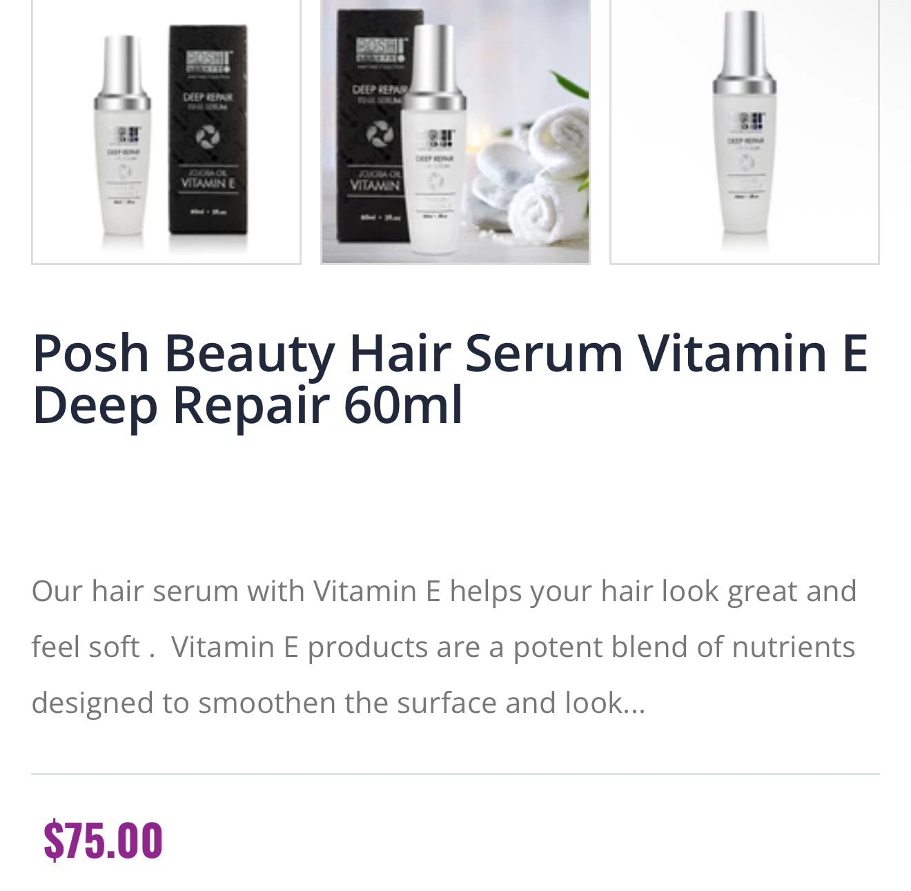Posh Beauty Deep Repair Hair Serum with Jojoba Oil & Vitamin E - photo 2