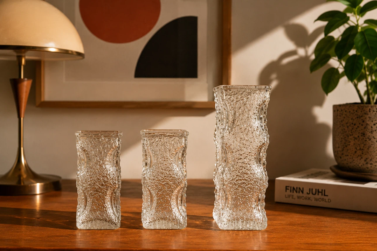 Vintage Bark & Ice Inspired Glass Vases — Oberglass Austria