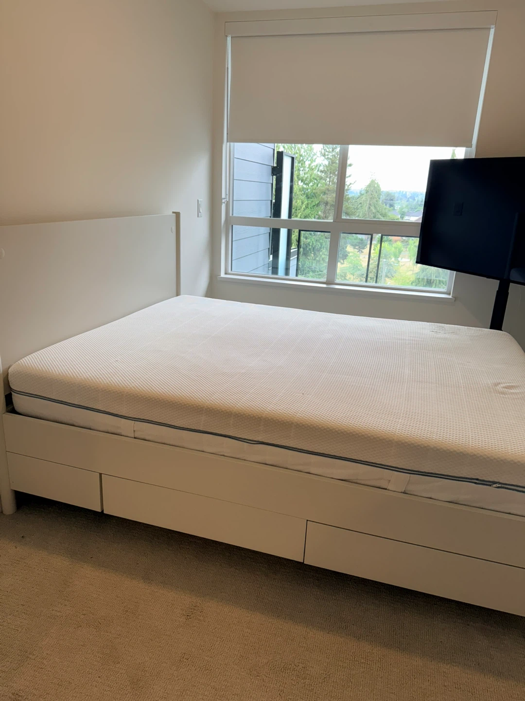 White Storage Bed Frame with Mattress