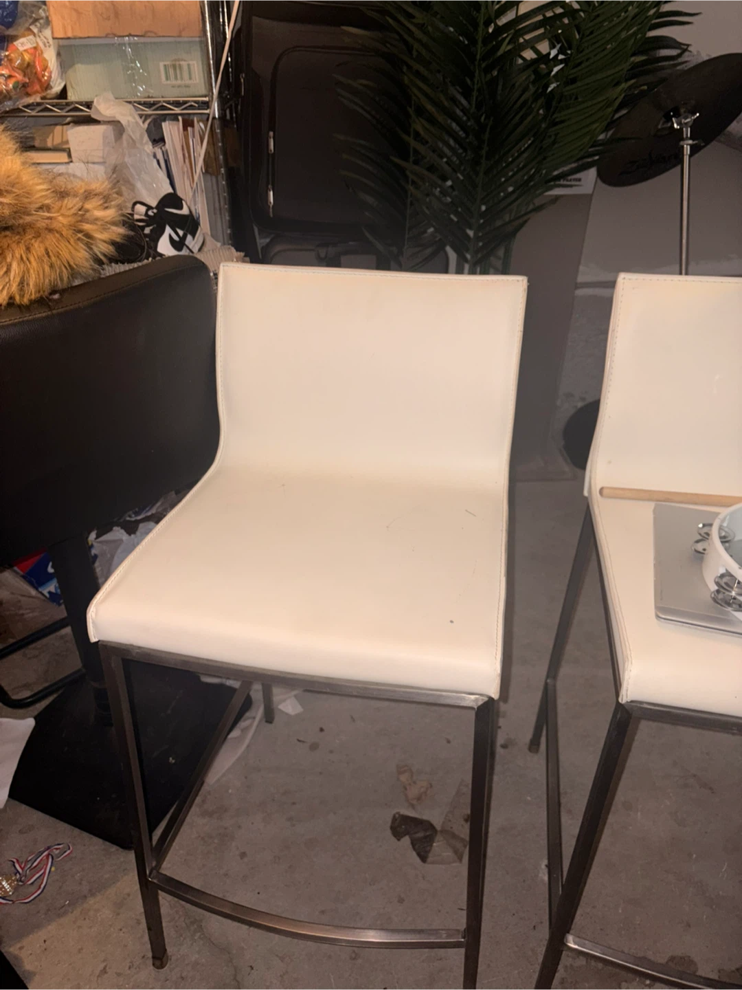 Set of 2 White Faux Leather Bar Stools - photo 2