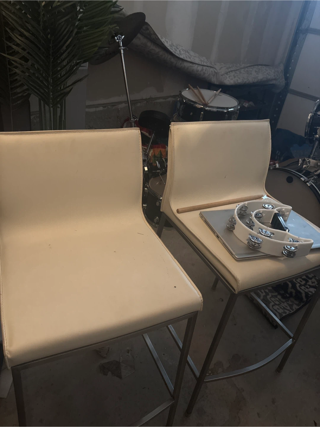 Set of 2 White Faux Leather Bar Stools - photo 4