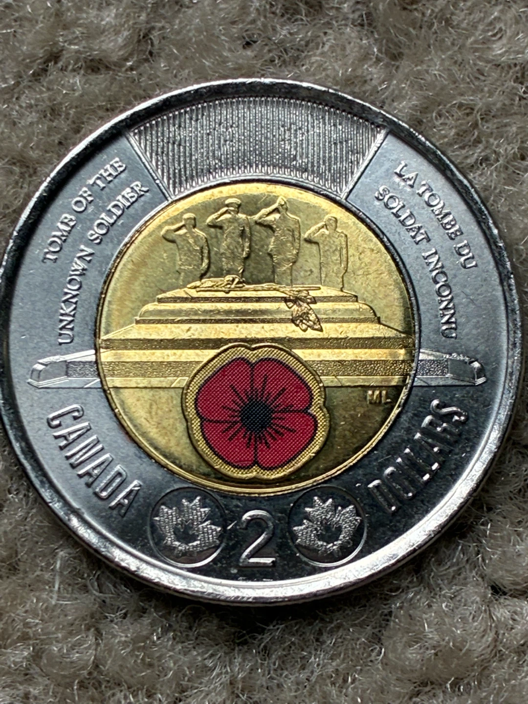 "Tomb of the Unknown Soldier" toonie money Canadian $2 coins