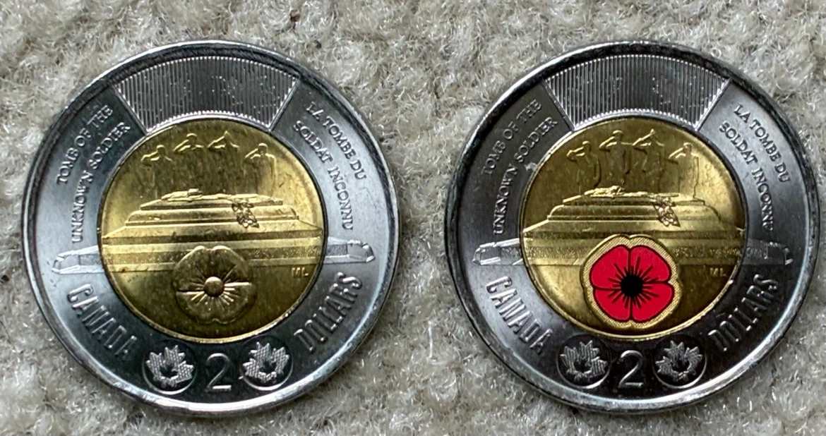 "Tomb of the Unknown Soldier" toonie money Canadian $2 coins - photo 3