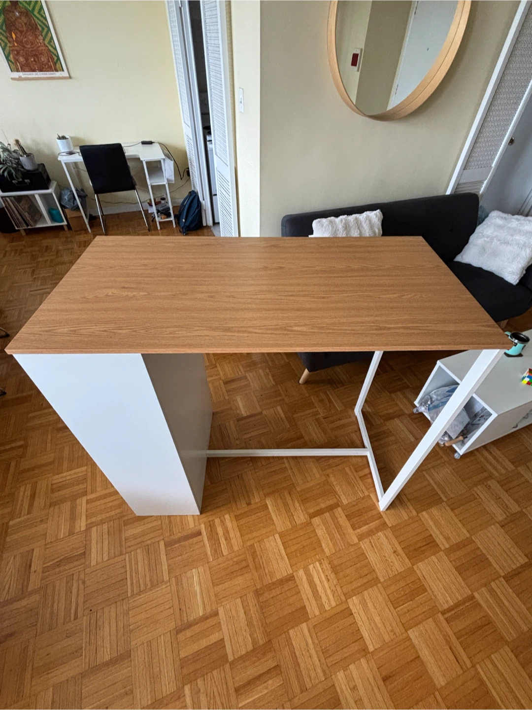 White and Wood Side Kitchen Island with Shelving - photo 4