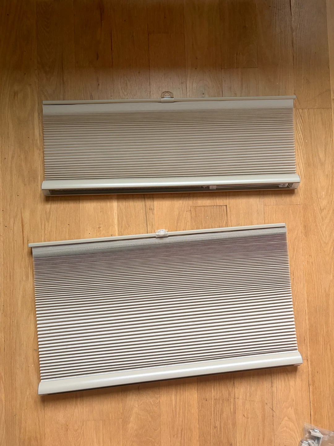 2 Cordless Cellular Honeycomb Window Shades 27” x 64” Beige