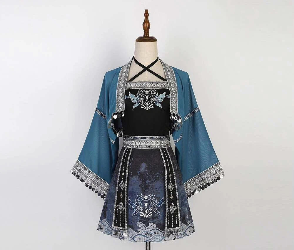 Blue Traditional Chinese Style Outfit