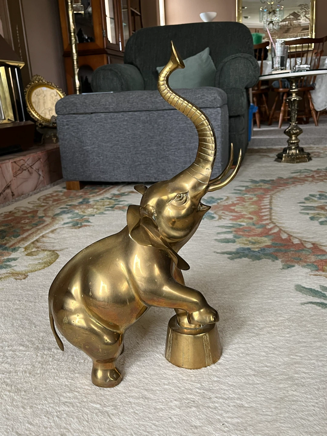 Large vintage Brass Elephant Figurine - photo 4