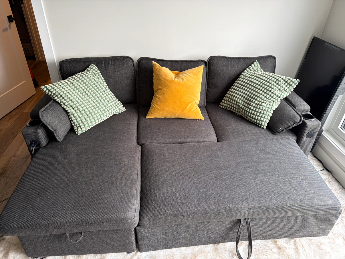 Dark Grey Sectional Sofa with Storage