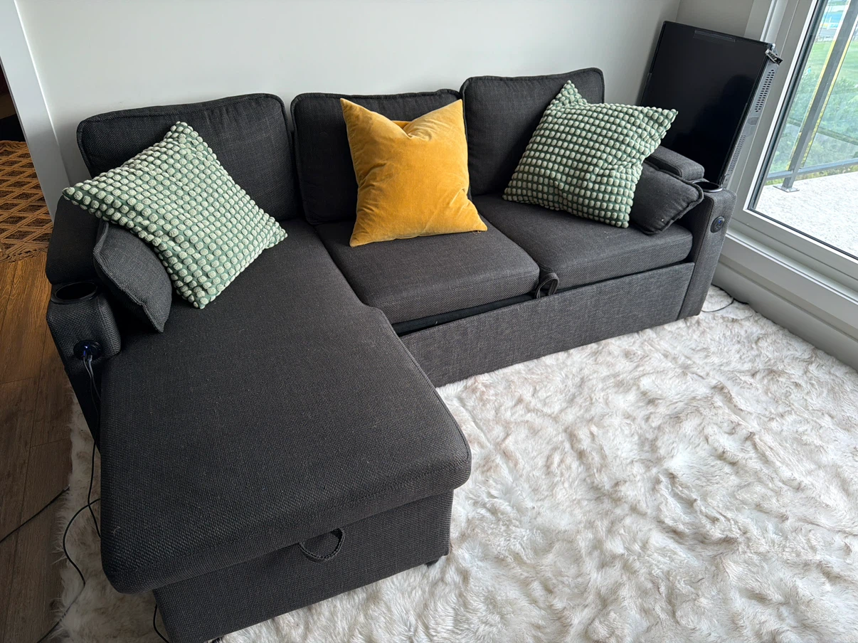 Dark Grey Sectional Sofa with Storage - photo 2