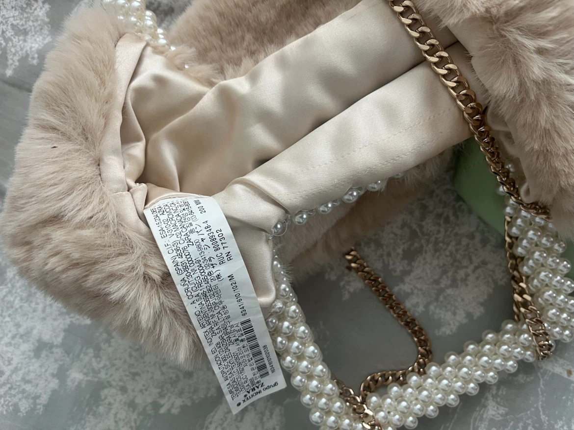Zara Faux Fur Pearl Top Handle Bag - photo 2
