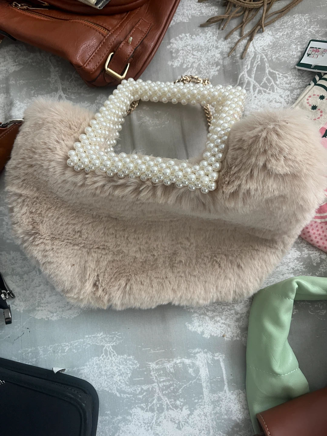 Zara Faux Fur Pearl Top Handle Bag - photo 3