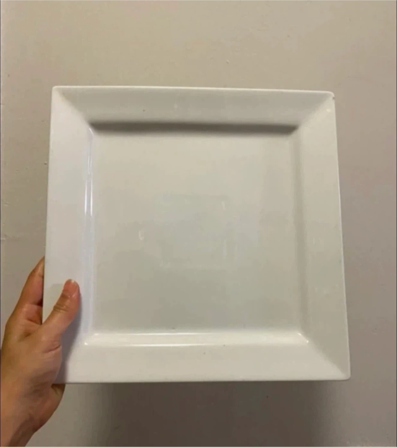 Set of 6 White Square Dinner Plates