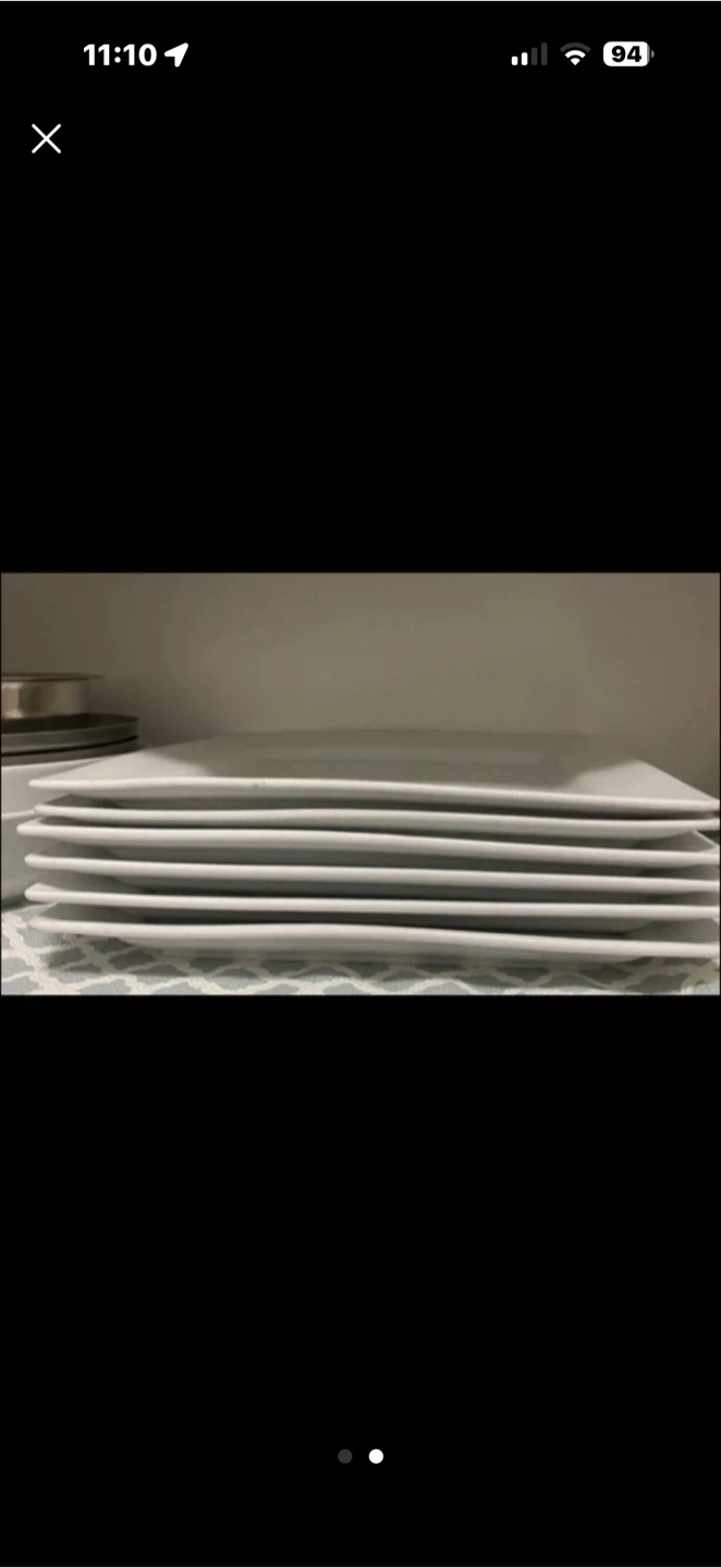 Set of 6 White Square Dinner Plates - photo 2