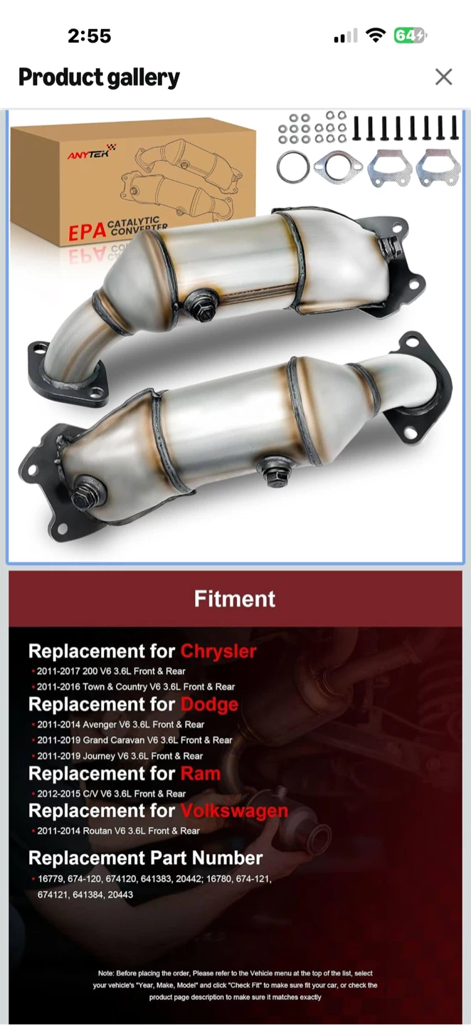 ANYTER Catalytic Converter for Chrysler, Dodge, Ram, Volkswagen - photo 2