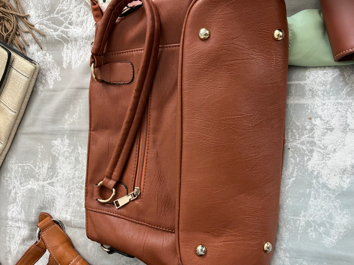 Brown Faux Leather Satchel Handbag - photo 3