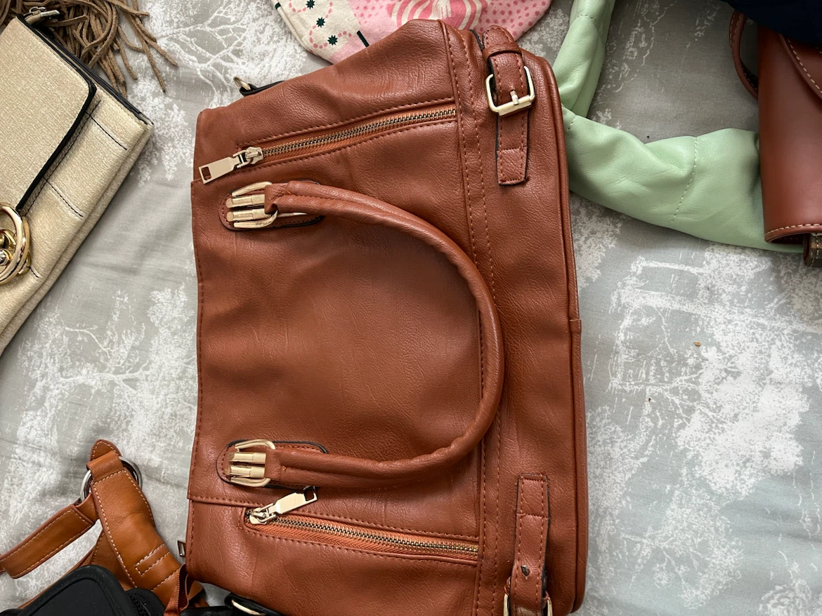Brown Faux Leather Satchel Handbag - photo 4