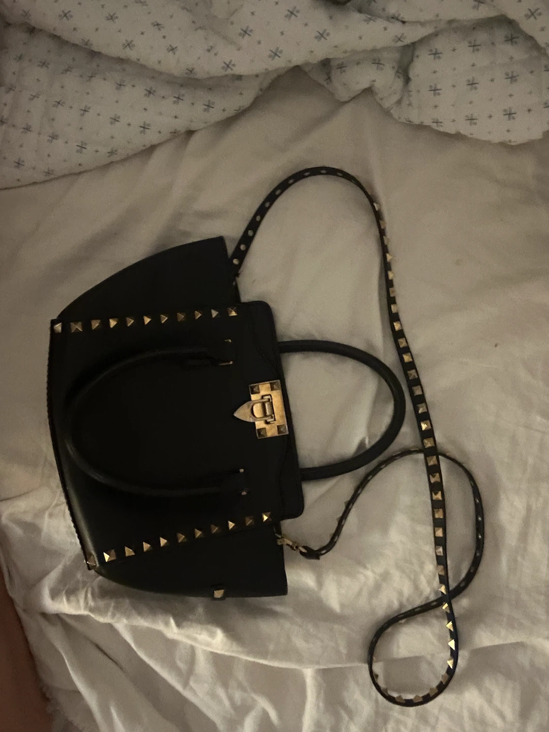 Valentino Garavani Rockstud Black Leather Shoulder Bag
