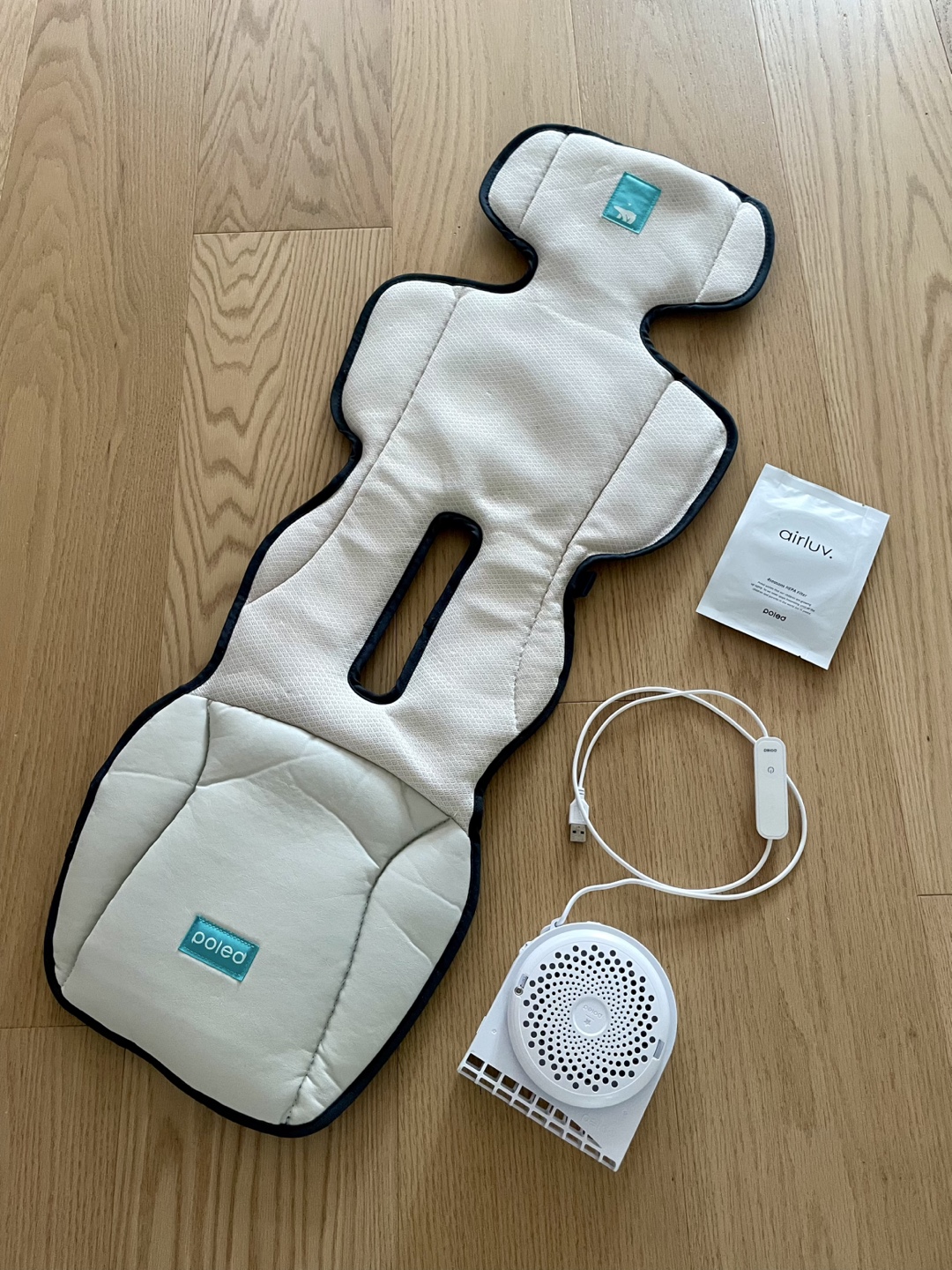 Poled Baby Stroller/Car Seat Cooling Liner with HEPA Filter