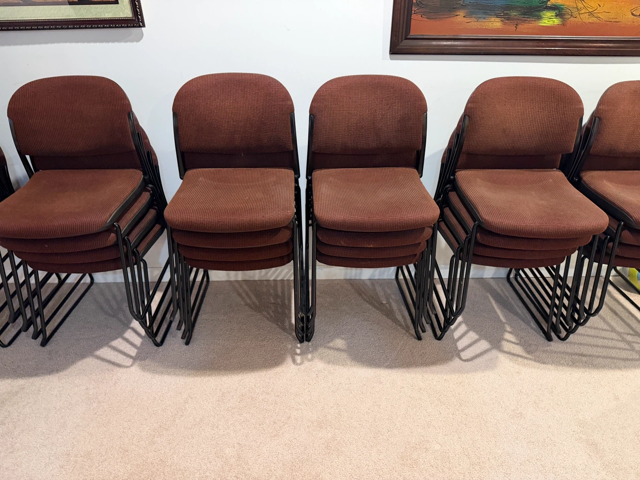 Stackable Chairs - Set of 25 - Brown Fabric