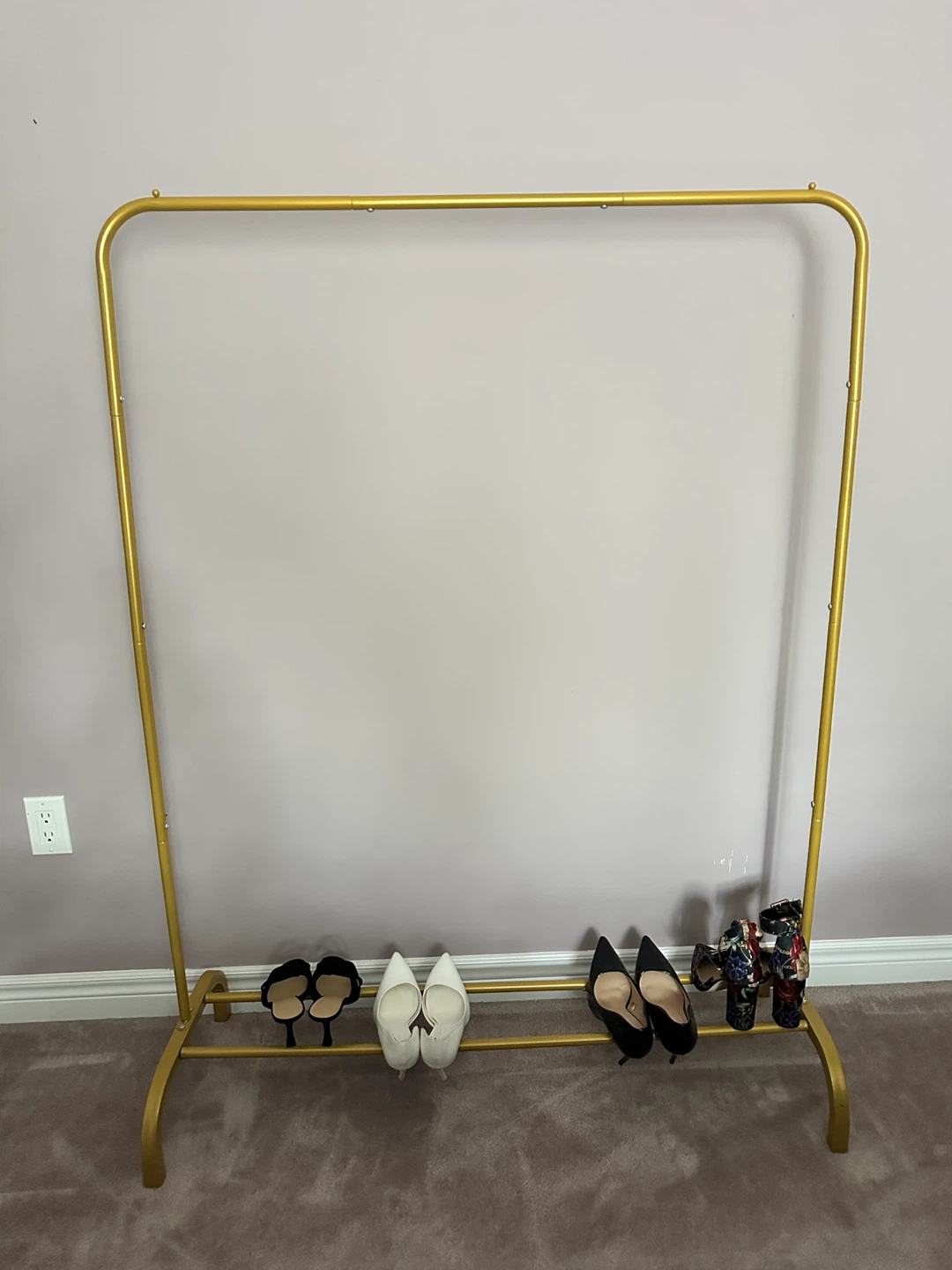Gold Metal Garment Rack with Shoe Shelf