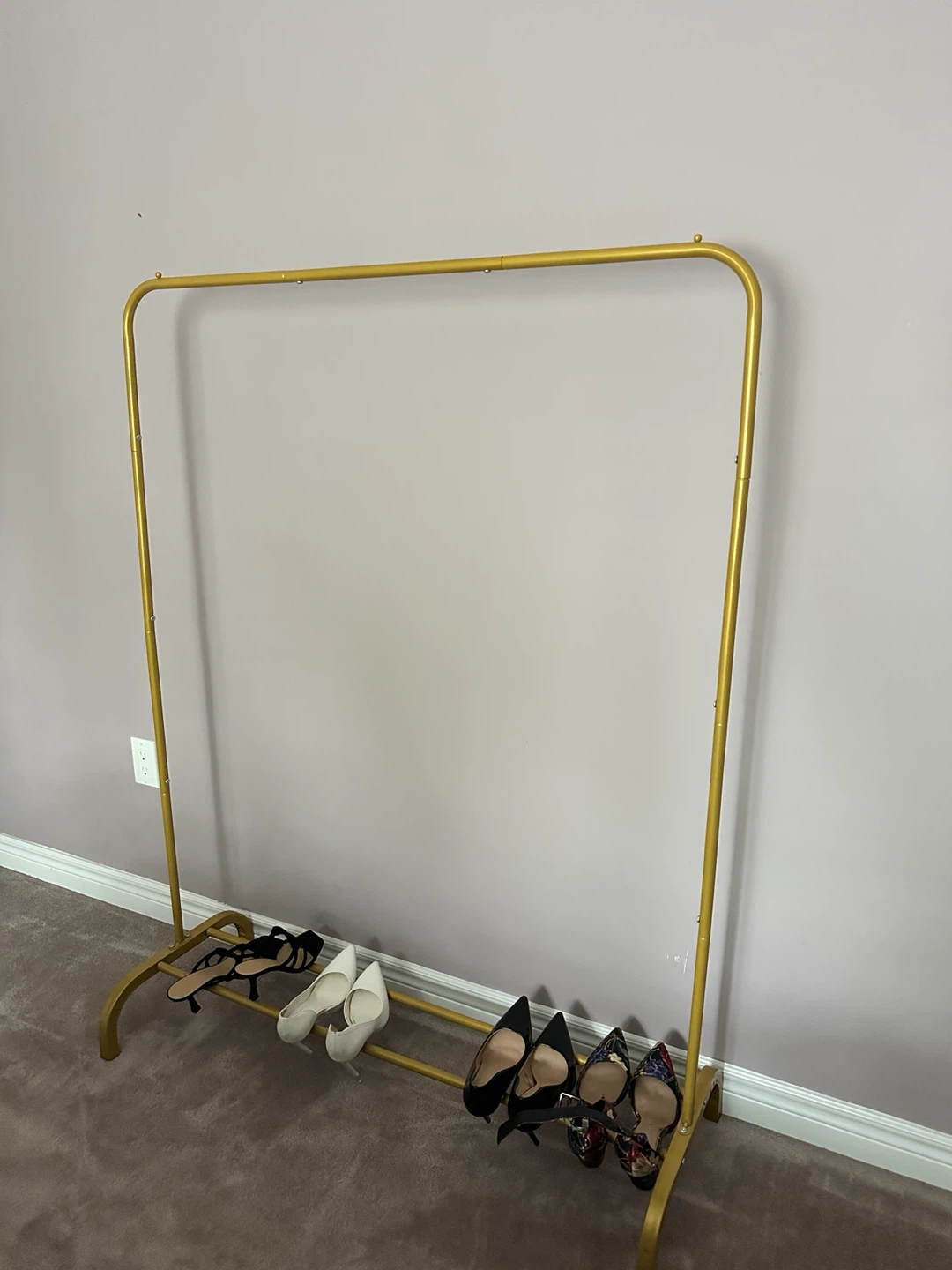 Gold Metal Garment Rack with Shoe Shelf - photo 2