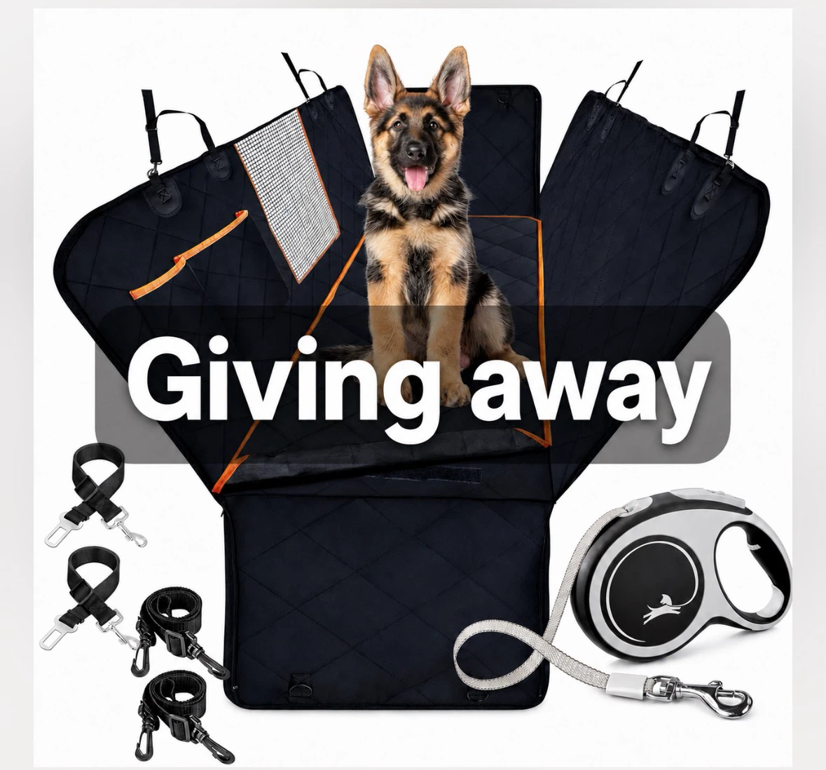 Giving away dog car seat cover and retractable leash