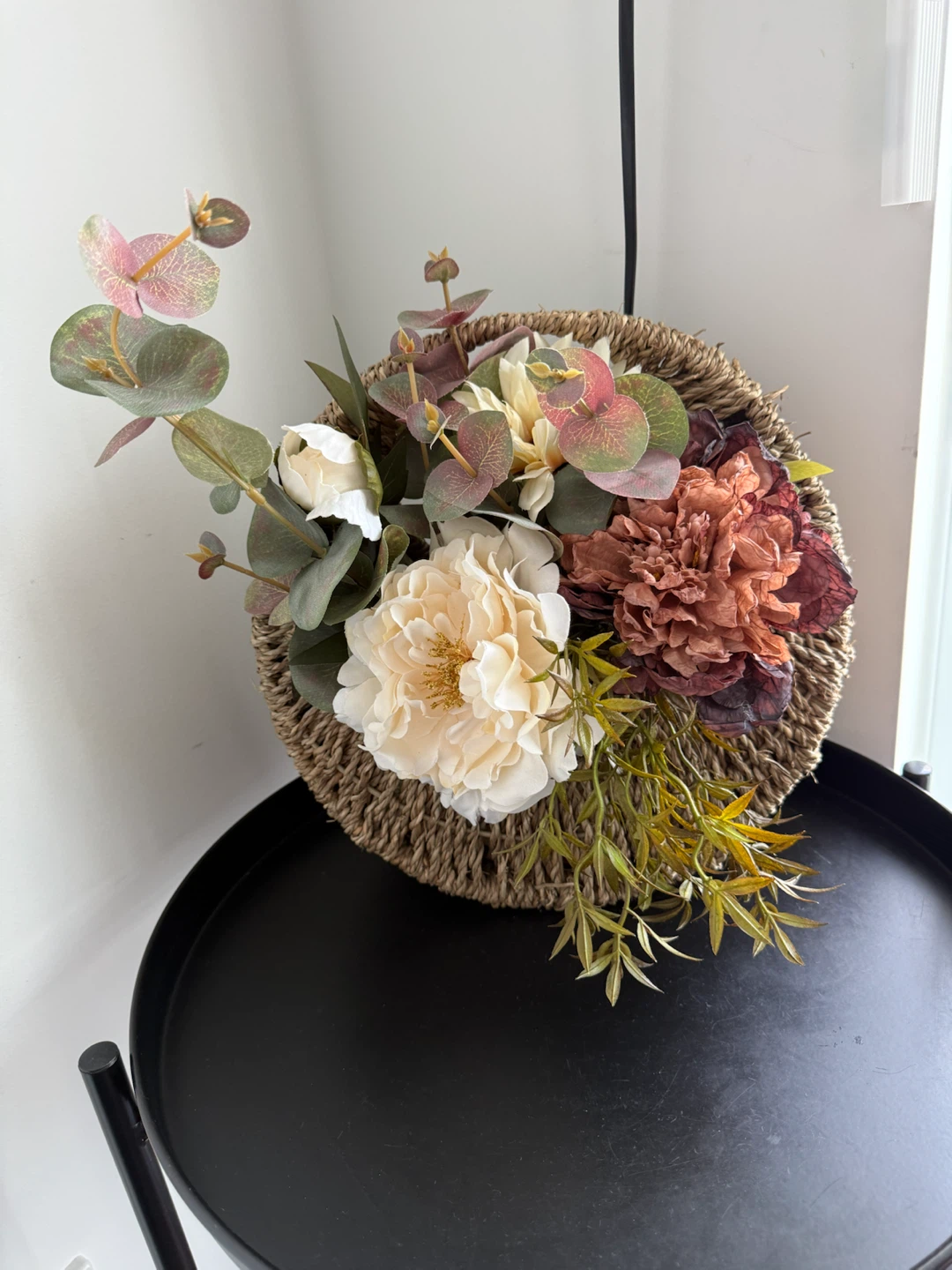 Woven Basket with Artificial Flowers