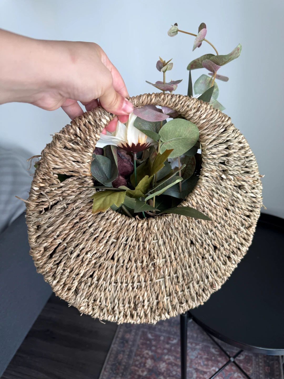 Woven Basket with Artificial Flowers - photo 3
