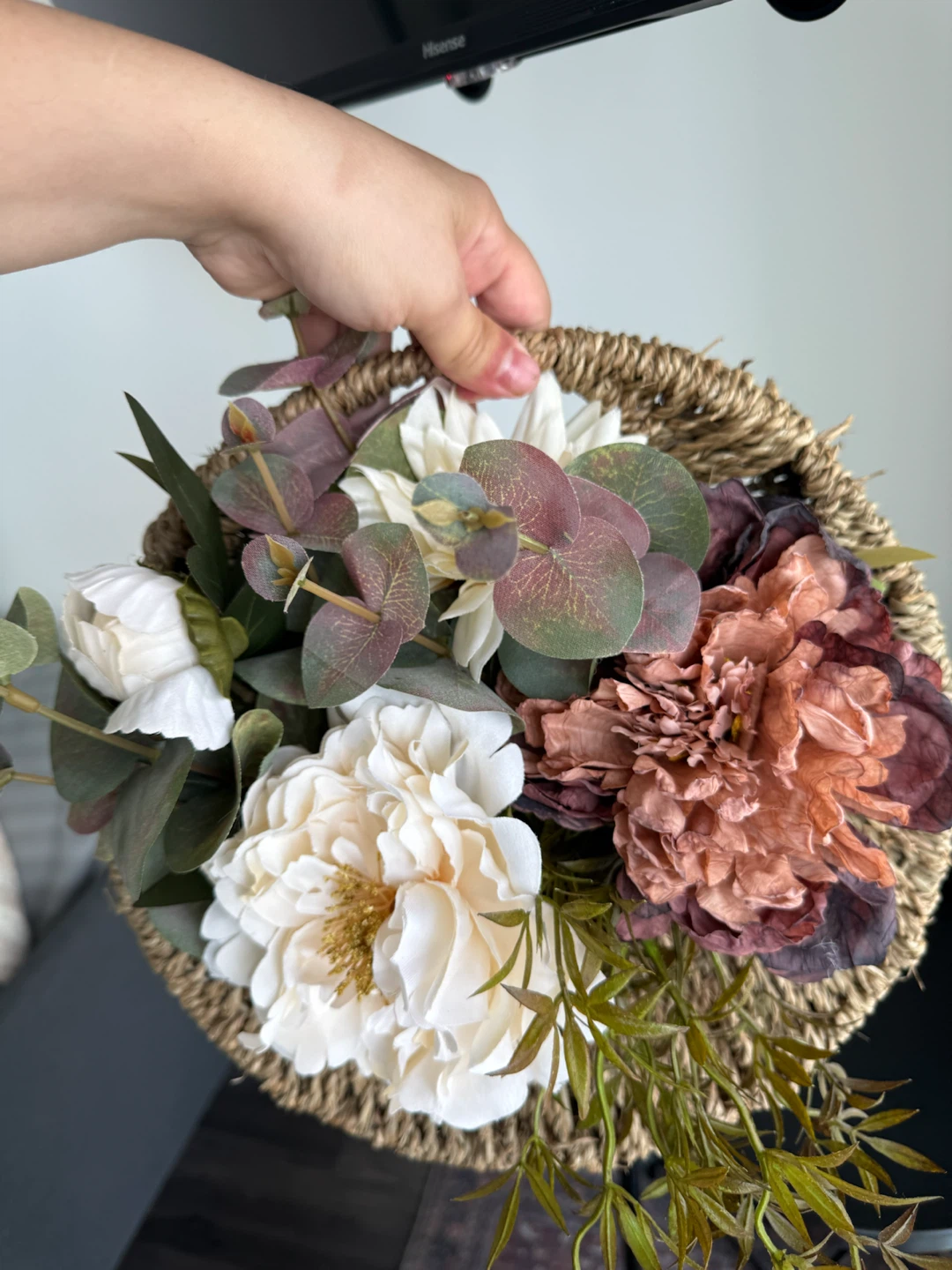 Woven Basket with Artificial Flowers - photo 5