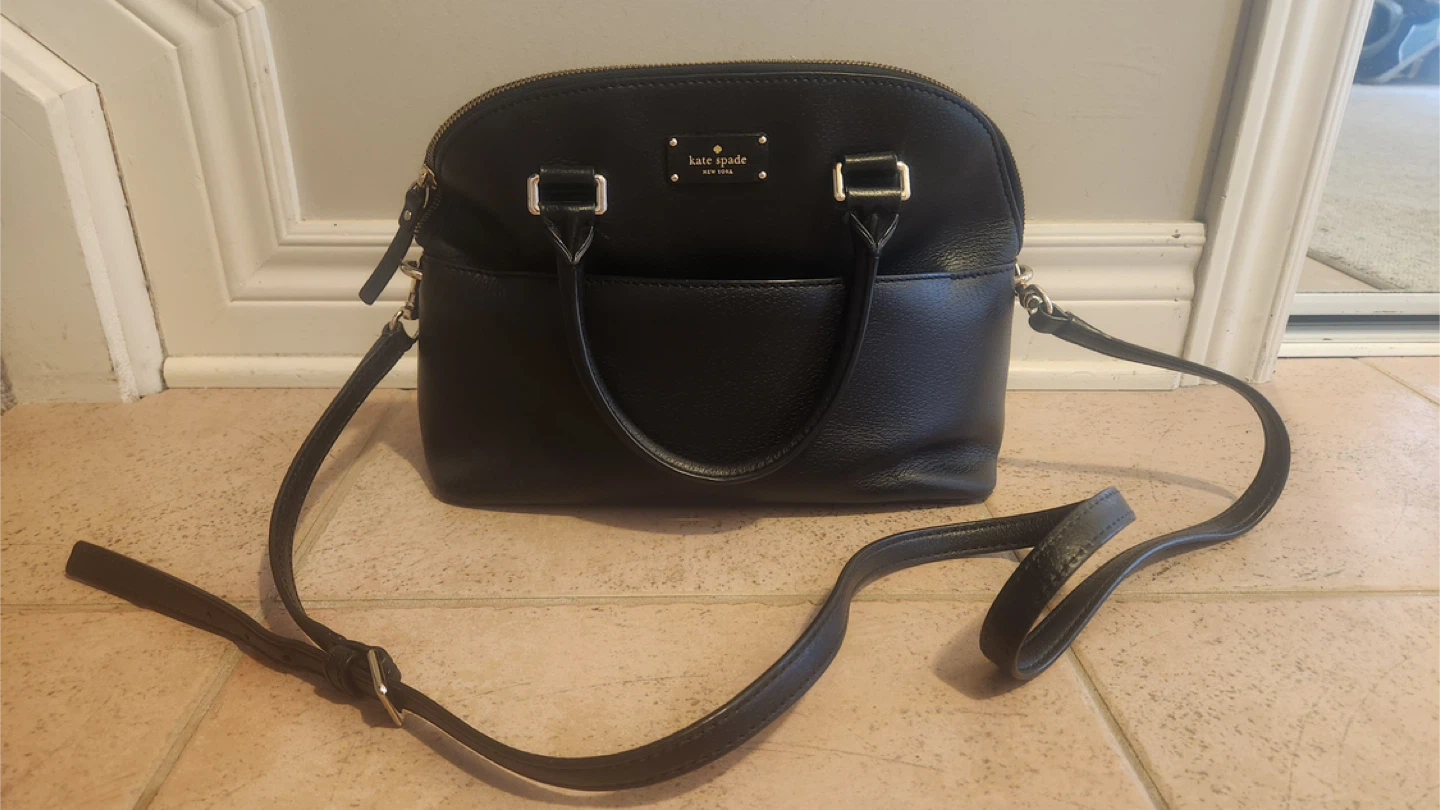 Kate Spade Black Leather Satchel Handbag
