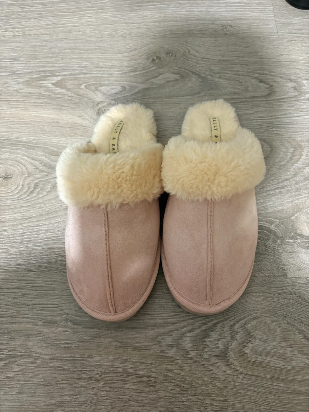 Kelly & Katie Pink Suede Fuzzy Slippers - photo 2