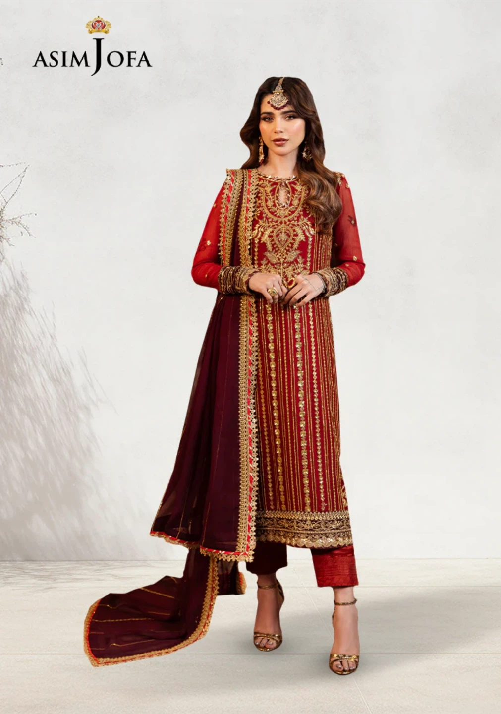 New ASIM JOFFA Embroidered  Suit