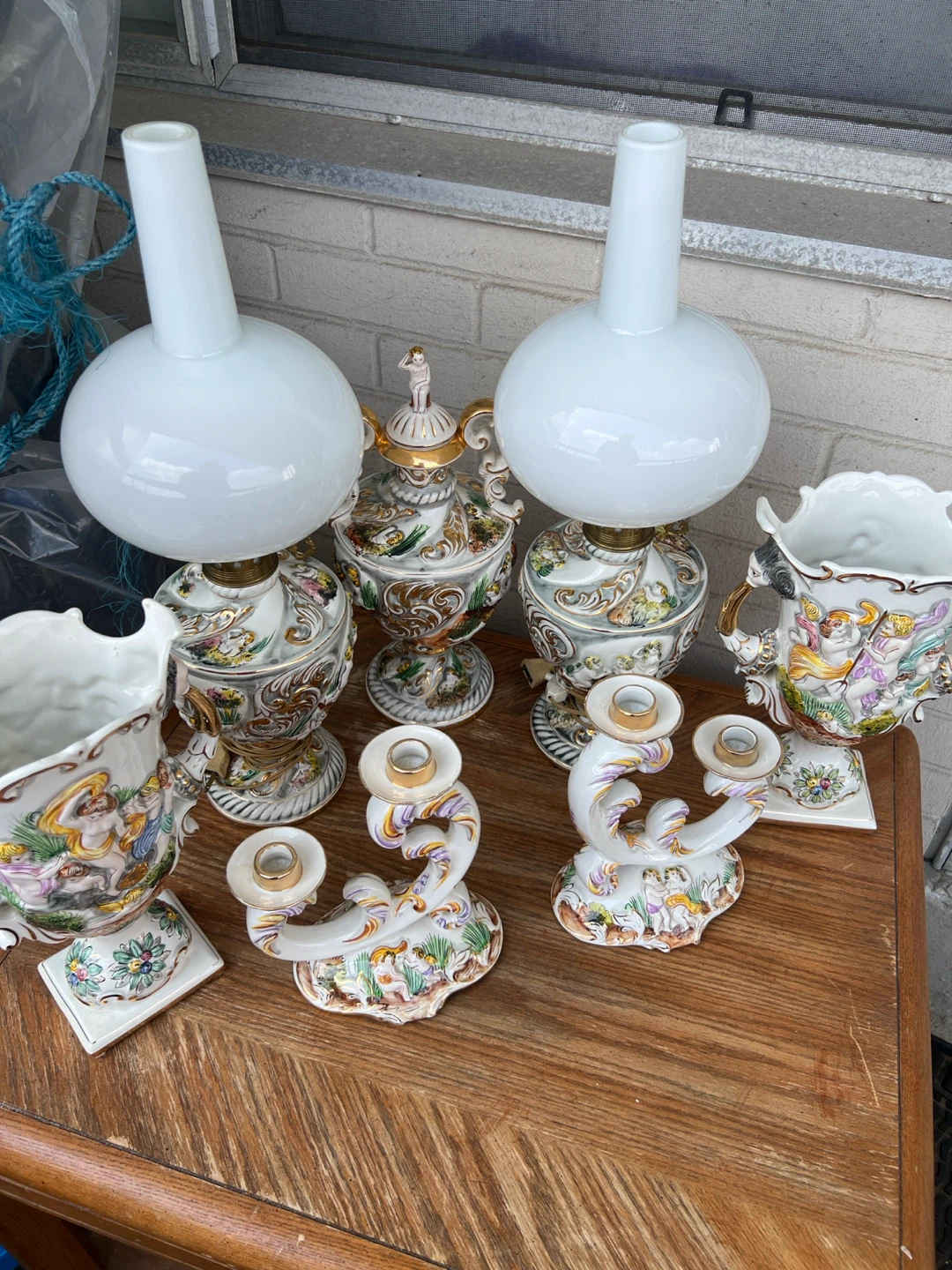 Vintage Decorative Ceramic Lamps and Candlestick Holders