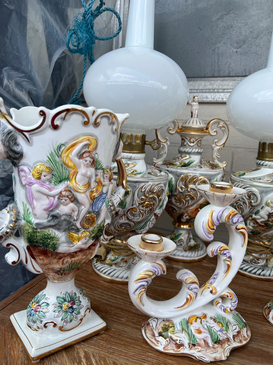 Vintage Decorative Ceramic Lamps and Candlestick Holders - photo 2