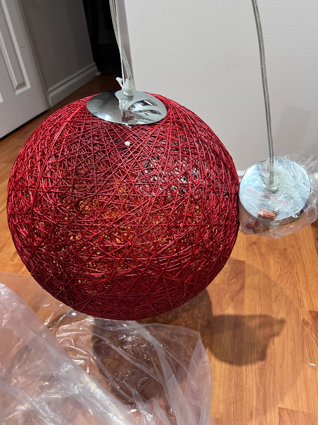 Bouclair Red Woven Pendant Light - photo 3