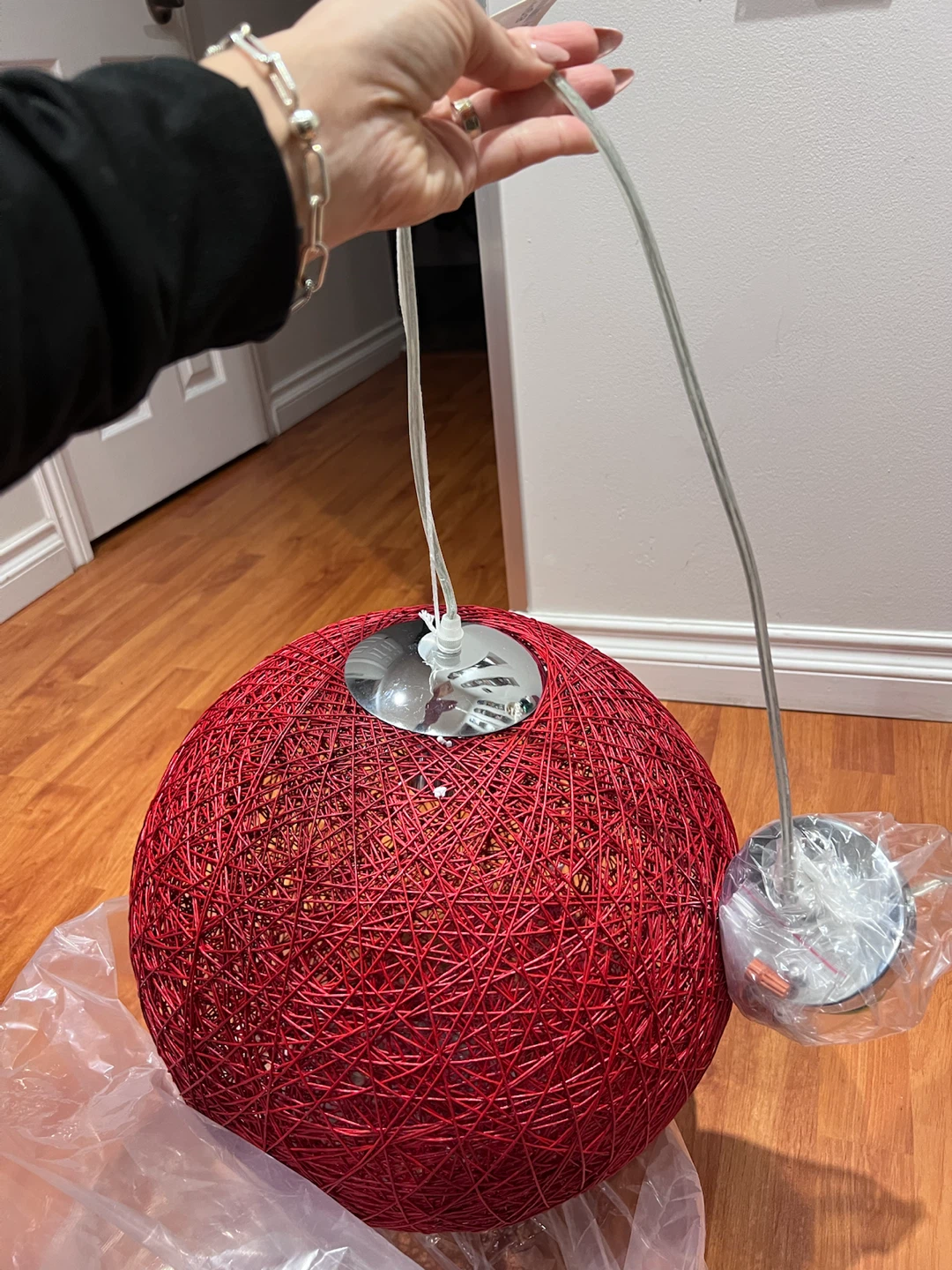 Bouclair Red Woven Pendant Light - photo 4