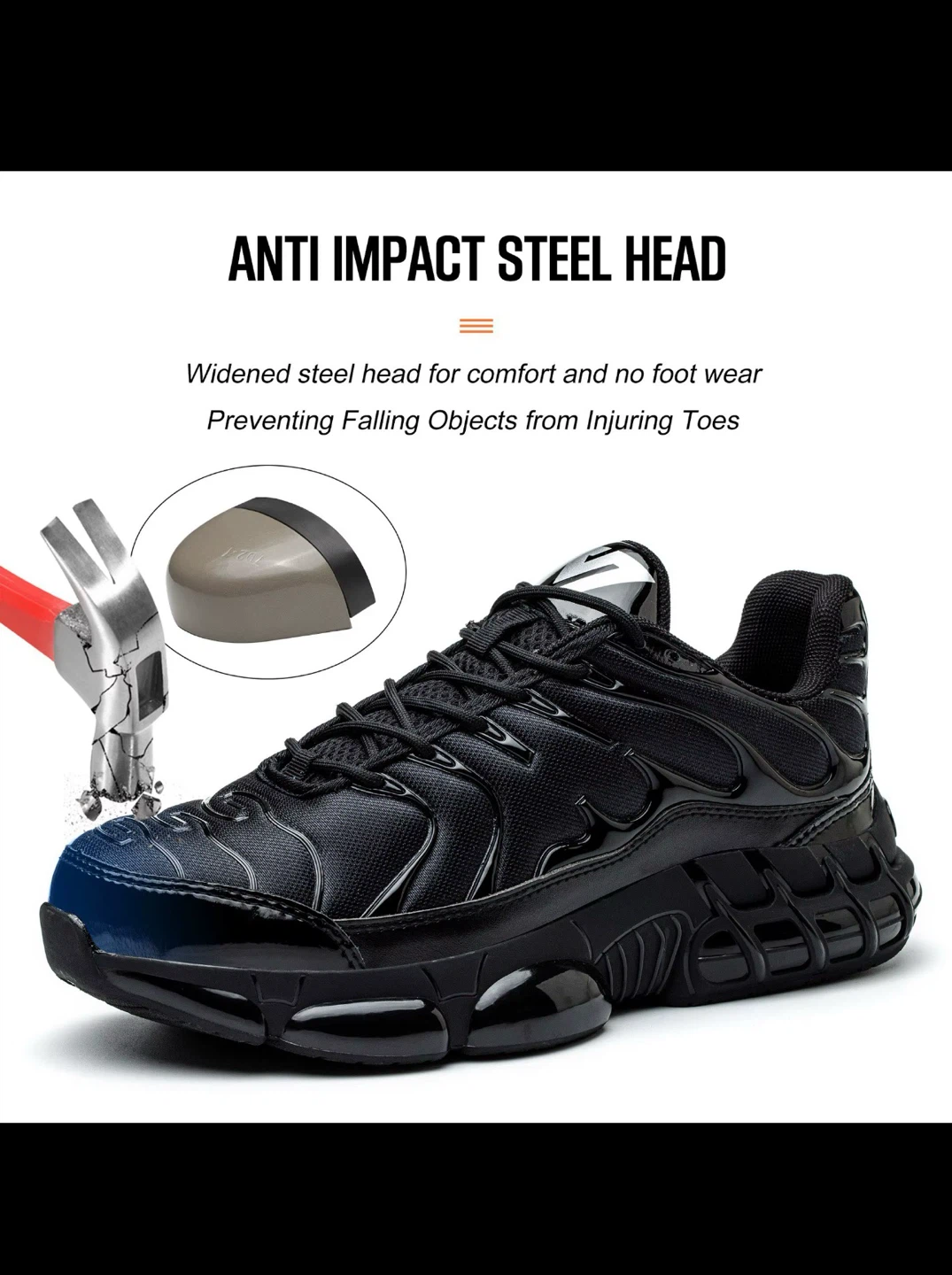 Black Safety Work Shoes - Anti Slip & Anti Impact