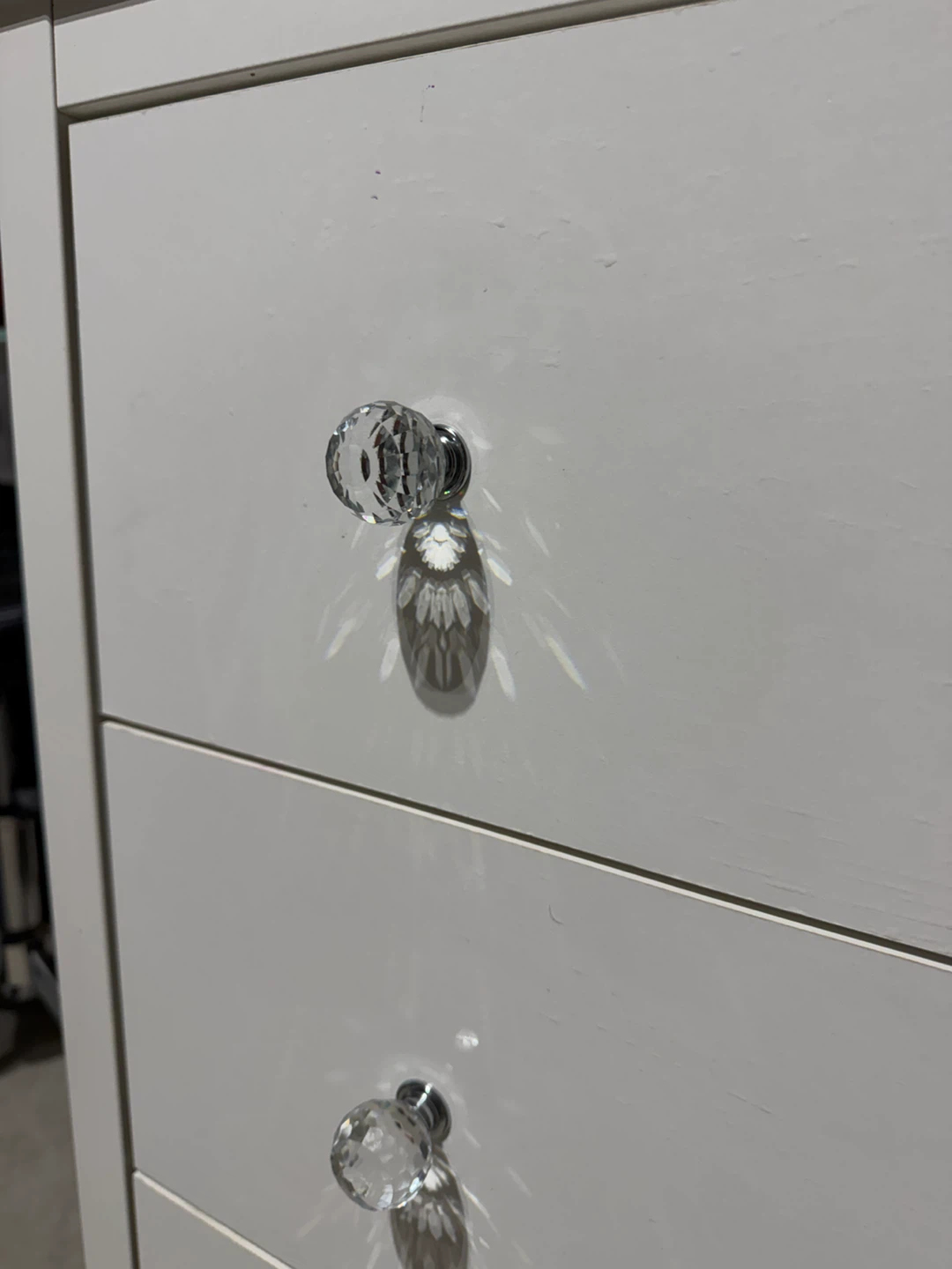 White 3-Drawer Dresser with Crystal Knobs - photo 2