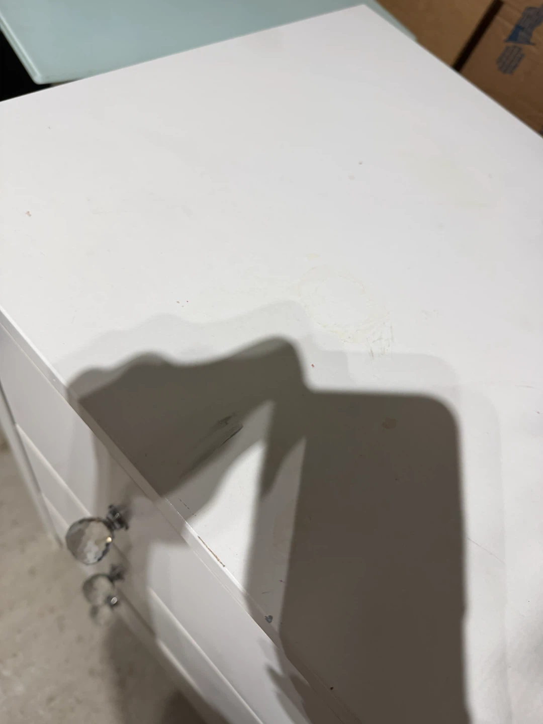 White 3-Drawer Dresser with Crystal Knobs - photo 3