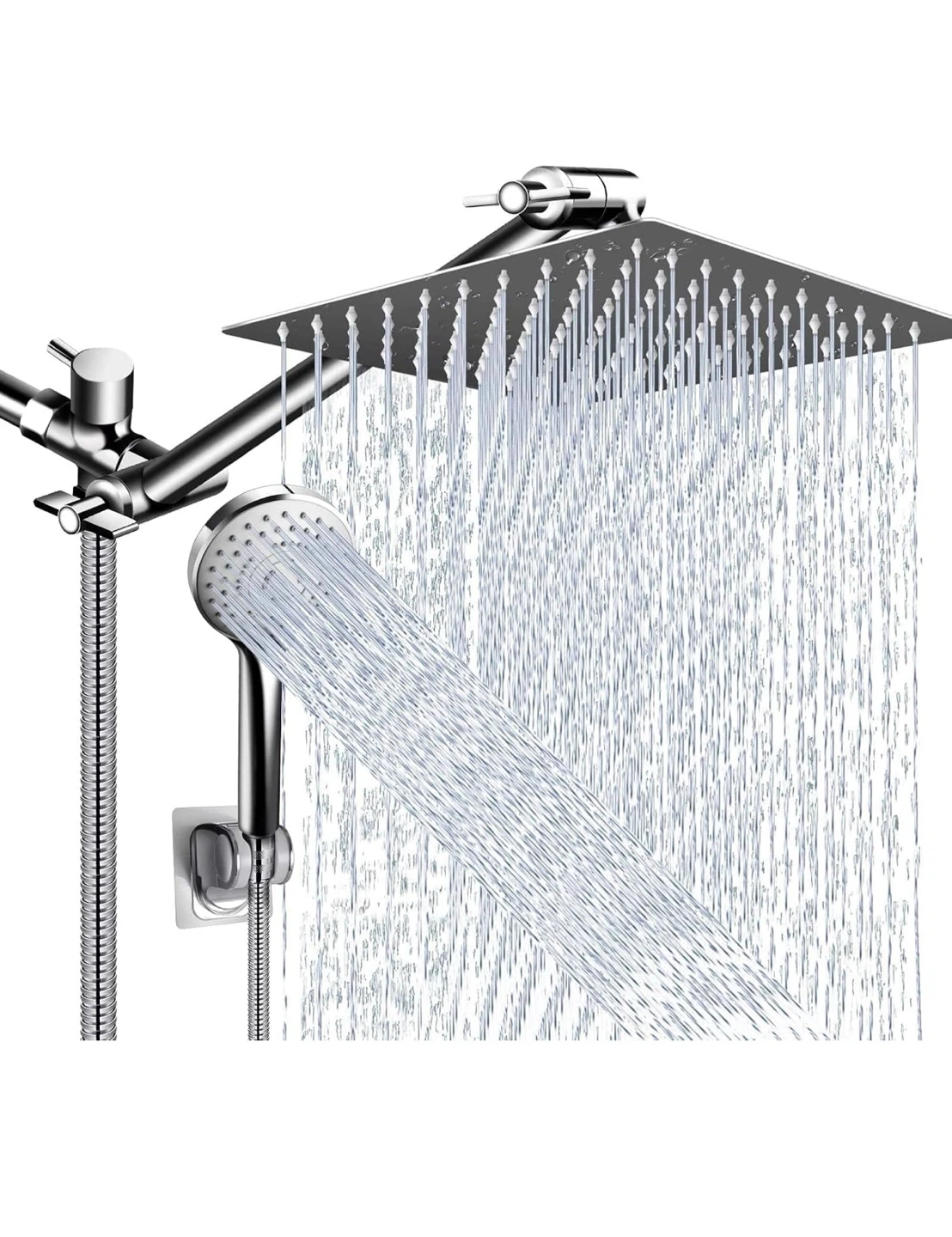 10-Inch Square Rain Shower Head with Handheld Sprayer
