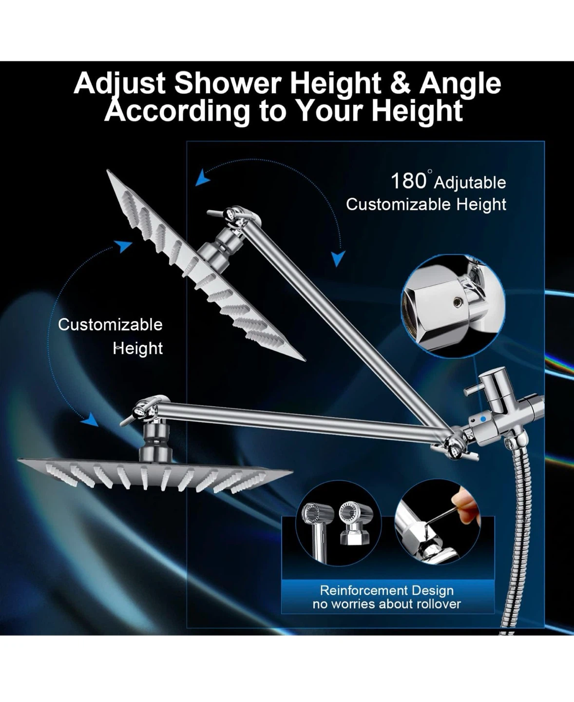 10-Inch Square Rain Shower Head with Handheld Sprayer - photo 4