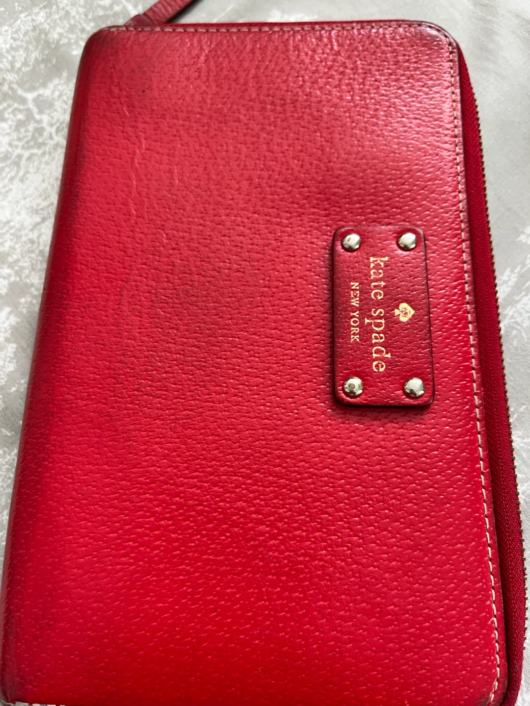 Kate Spade Red Leather Zip Around Wallet