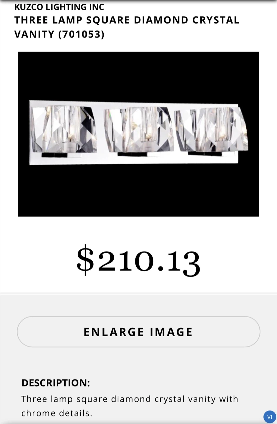 Kuzco Lighting Three Lamp Vanity Light Fixture