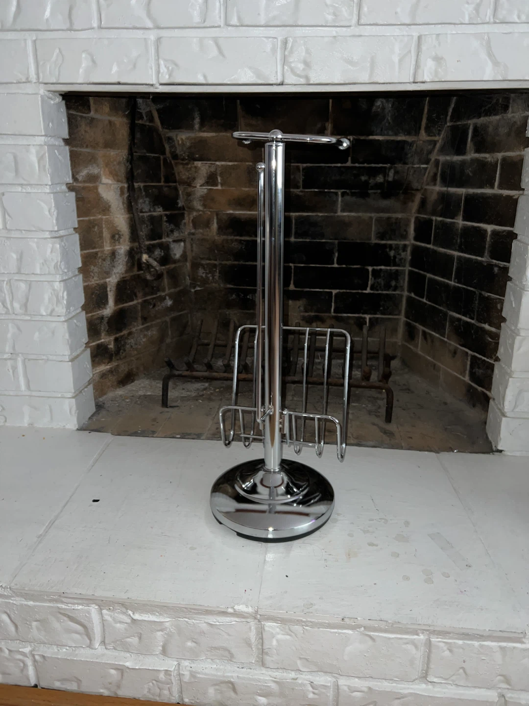 Chrome fireplace tool set with magazine rack - photo 2
