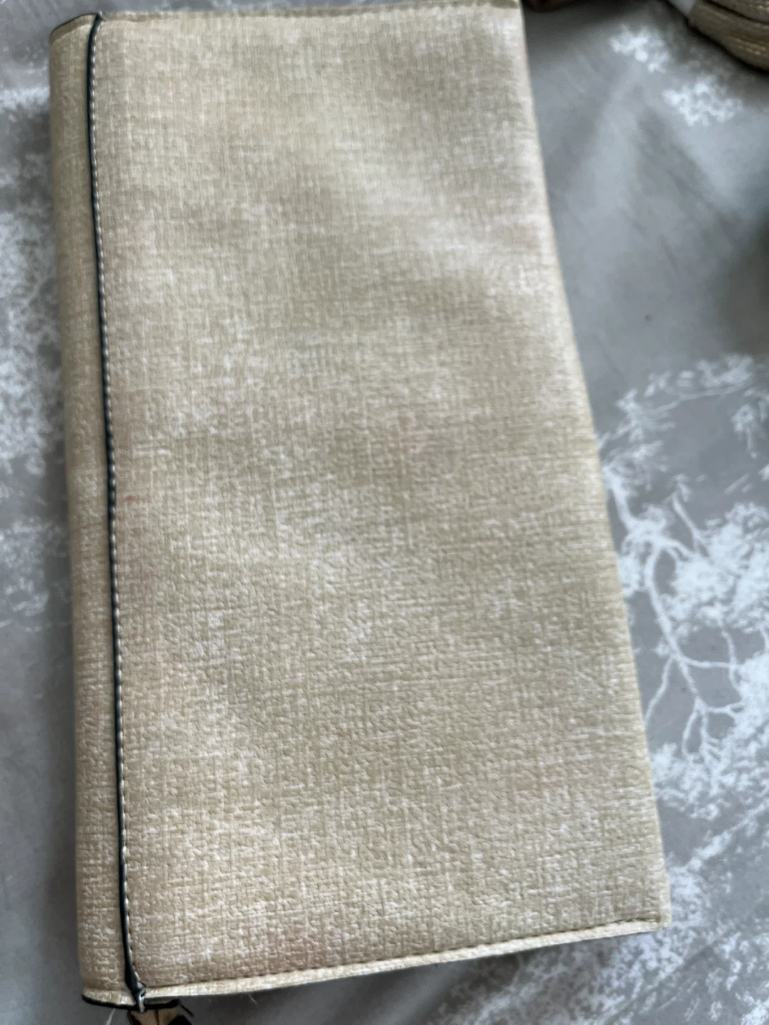 Beige Clutch Purse with Gold Ring Closure - photo 3