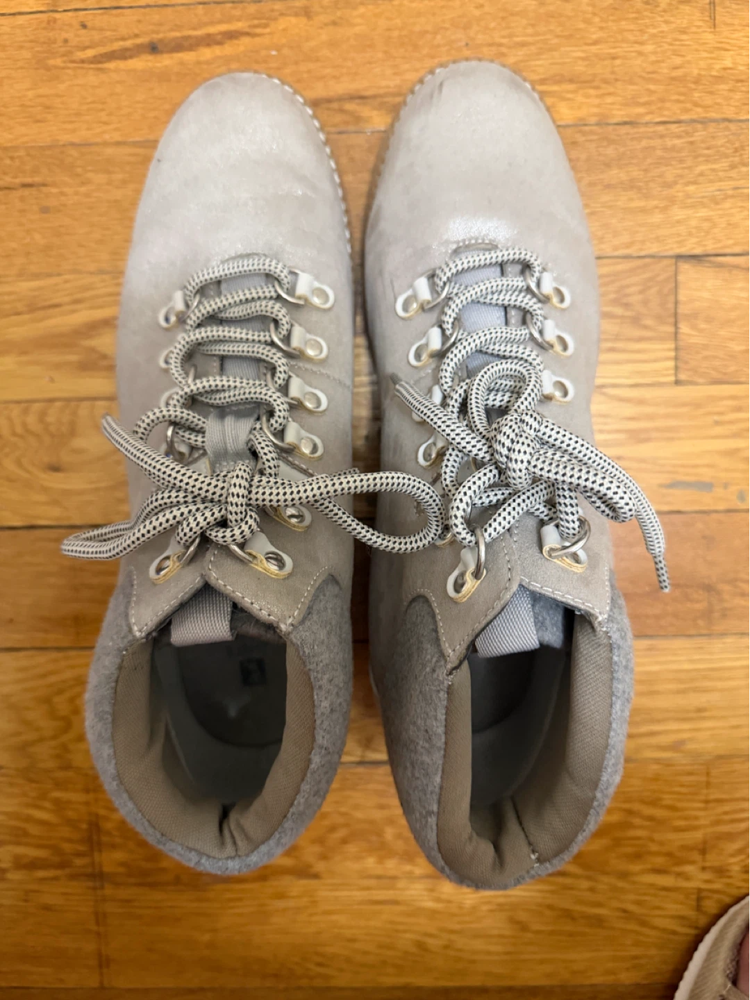 Light Beige Suede Lace-Up Boots