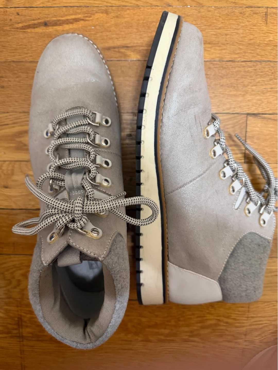 Light Beige Suede Lace-Up Boots - photo 2