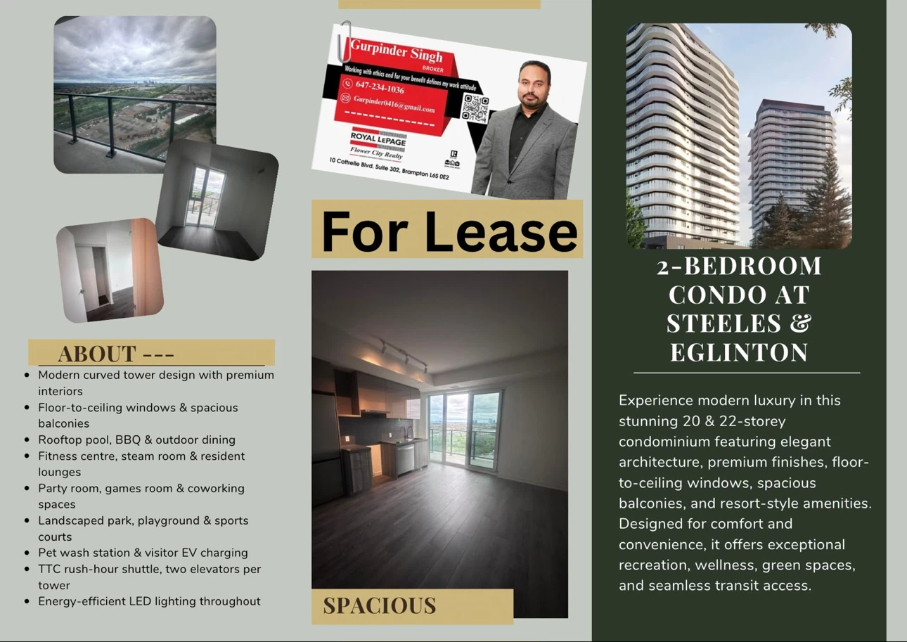 2-Bedroom Condo for Lease at Steeles & Eglinton